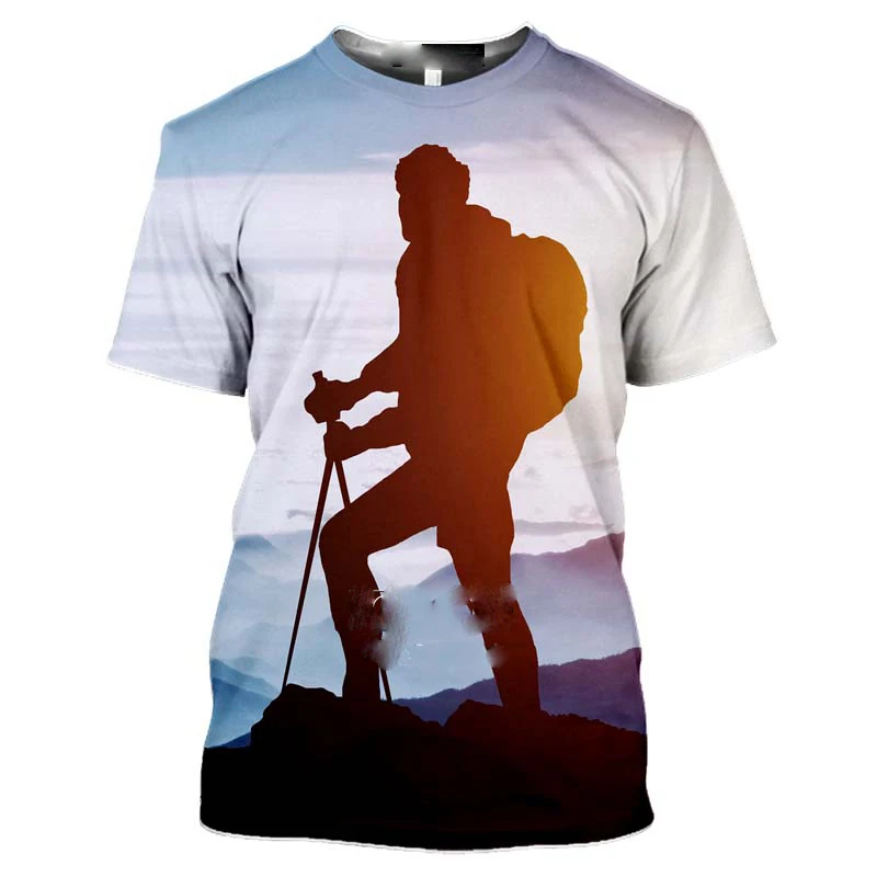 Outdoor Mountain Climbing Climber Hiking 3d Print Men\'s T-shirt Women T Shirt Men Summer Tees Casual Fitness Tops