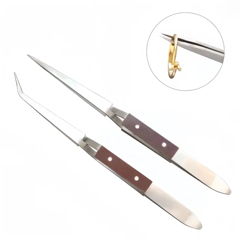 

Stainless Steel Locking Tweezers Self Closing Anti Static Insulated Straight Bent Tip for Jewelry Repair Electronics