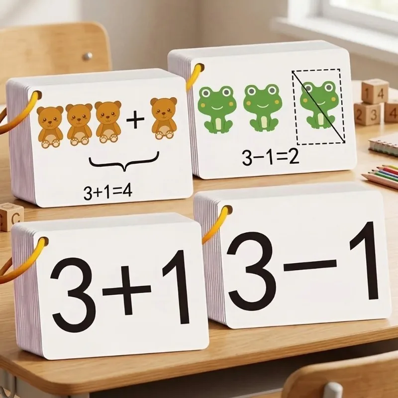 Math Flash Cards Addition Subtraction Within 20 for 1st Grade Carry Over Calculation Number Combination Early Learning