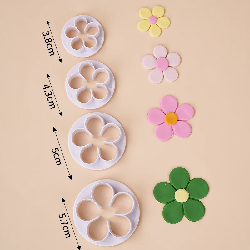 Five-petal Flower Polymer Clay Cutter Set Plum Blossom Rose Plastic Mold DIY Fondant Flower Clay Decorative Flowers Pottery Tool