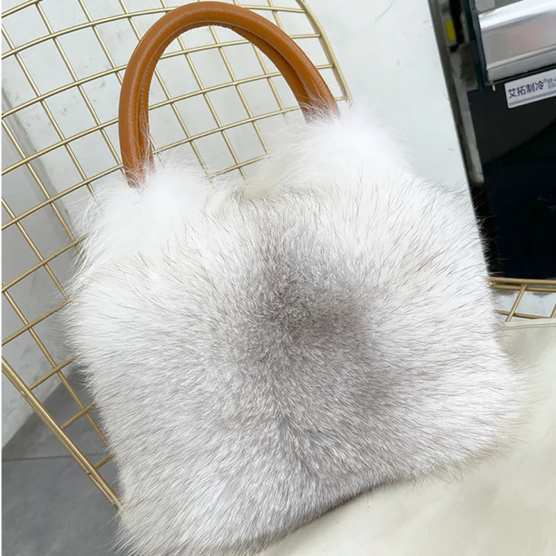 Fox Fur Bag For Women Winter Luxury Handbag Ladies Bags Purses And Handbags Crossbody Furry Bag Messenger Bag Natural Fur Bag