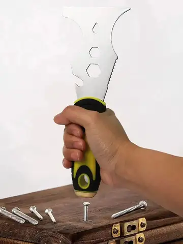 LiTuiLi 15 in 1 Multi Use Putty Knife Stainless Steel Paint Scraper Removal Construction Tool for Wallpaper Can Opener Home DIY