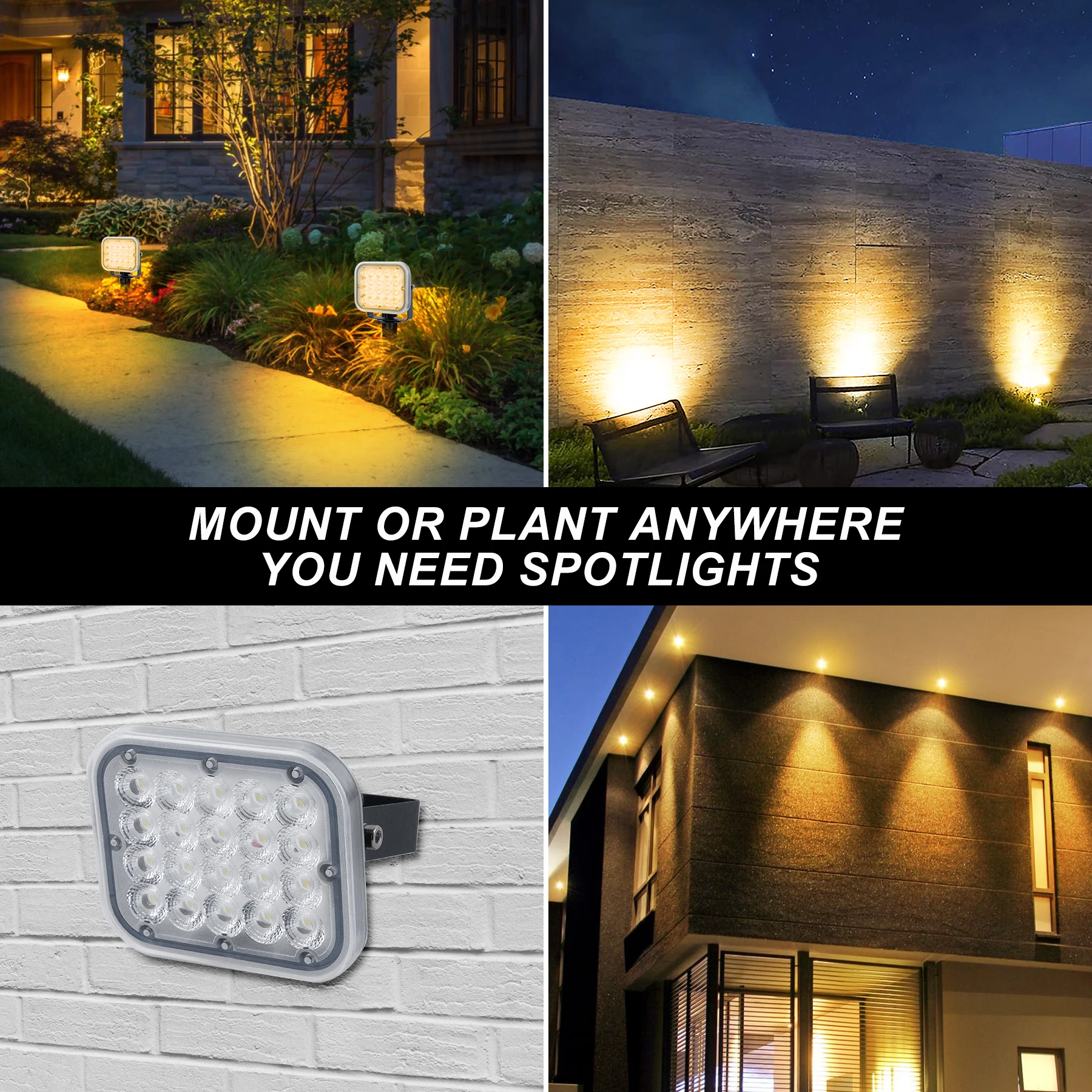 Solar Light Outdoor Street 4 em 1 à prova d\'água Solar Holofotes para Yard Wall Pathway Paisagem Decor RGB LED Garden Lawn Lamp