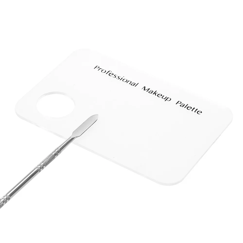 Stainless Steel Makeup Mixing Palette With Spatula Tool Size 4.5x2.9 In Nail Art Palette 2 Pcs Silver Color