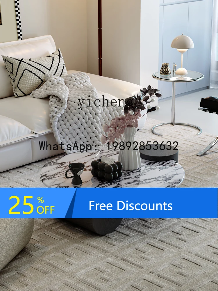 

X1 coffee table marble solid wood round living room household high-end small apartment home decoration accessories