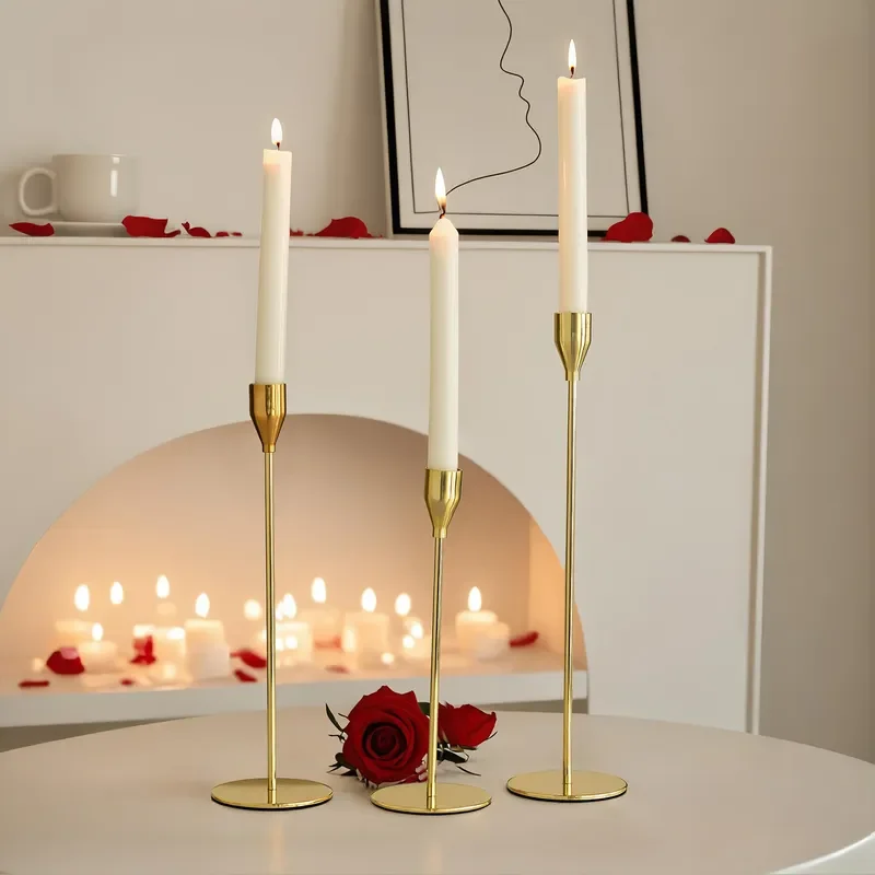 Nordic Wrought Iron Candle Holder European Style Creative Aluminum Alloy Stand for Wedding Dinner Party Home Decor