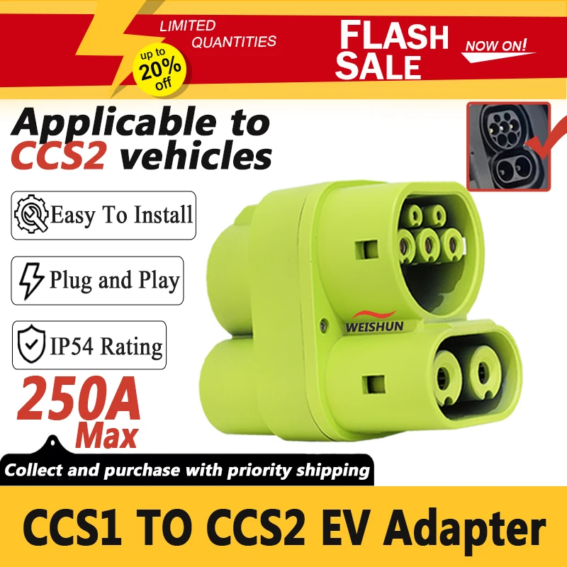 20% Discount CCS1 to CCS2 250A 250KW Electric Vehicle Charger AC+DC Fast Ev Charging Adapter