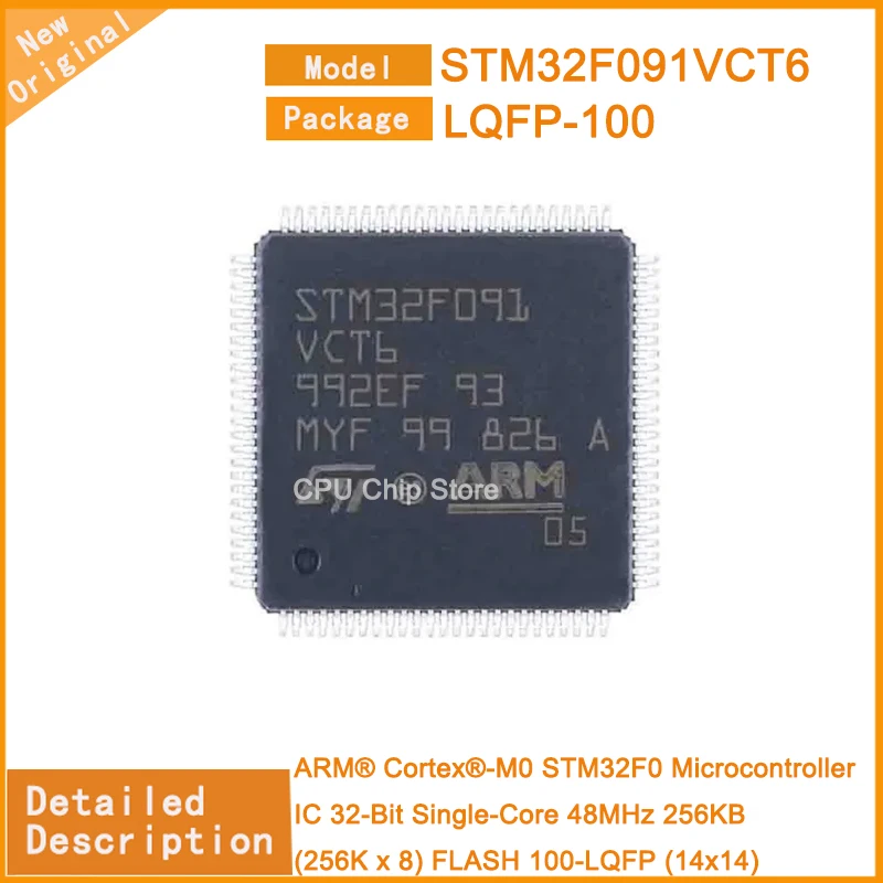 5Pcs/Lot New Original STM32F091VCT6 STM32F091  Microcontroller IC 32-Bit Single-Core 48MHz 256KB (256K x 8) FLASH 100-LQFP