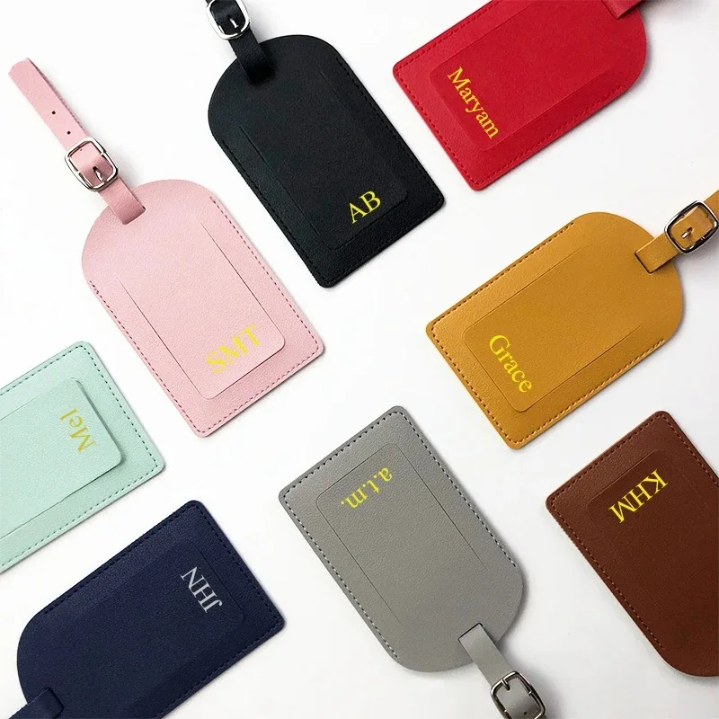 Custom Letters Multicolor Travel PU Leather Luggage Tag Aircraft Boarding Pass Tag Creative Suitcase Hang Tag Check-in Hotel Tag