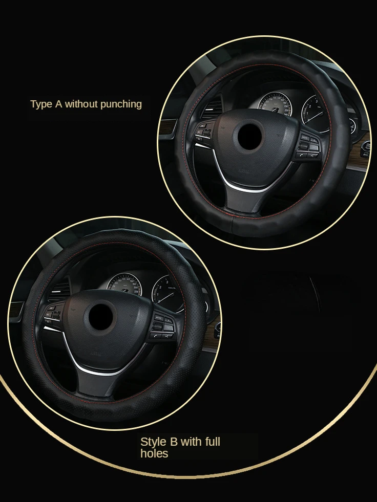 Steering Wheel Cover Genuine Leather Car Handle Cover Luxurious Steering Wheel Covers Car Accessories Diameter for 36/38/39 cm