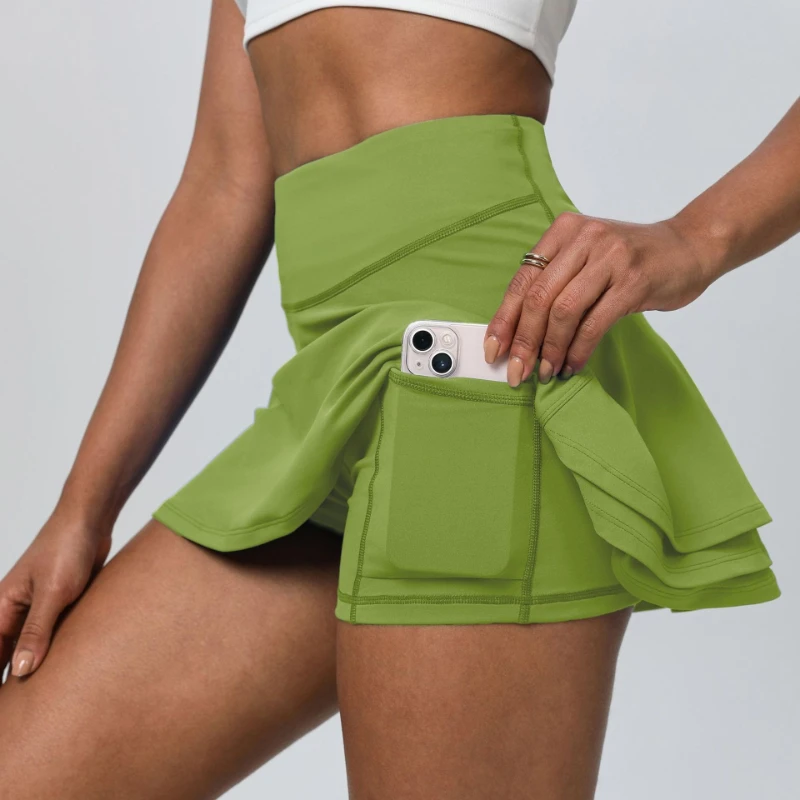 Women's 2 in 1 Tennis Golf Skirts Breathable Quick-dry High Waist Mini Skirt with Built-in Shorts for Yoga Running Fitness Daily