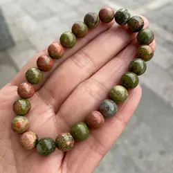 Natural Unakite Jasper Stone Crystal Quartz Beads Bracelets For Women Round Shape Bracelet Yoga Healing Elastic Vintage Jewelry