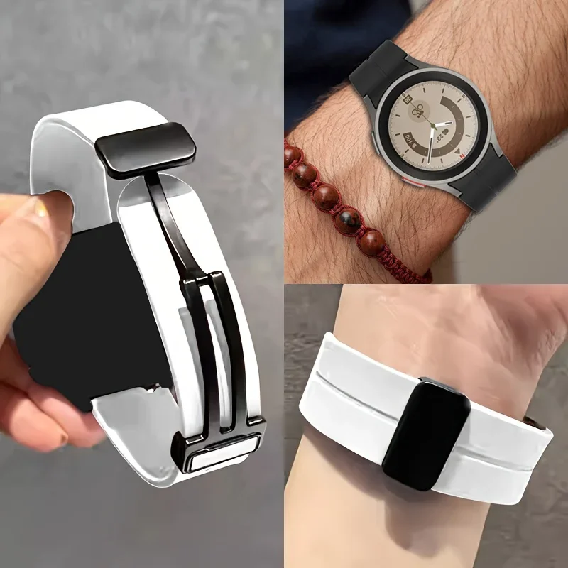No Gap Magnetic Silicone Strap For Samsung Galaxy Watch 7 6 5 4 44mm 40mm Pro 45mm Bracelet Galaxy Watch6 Classic 43mm 47mm Band