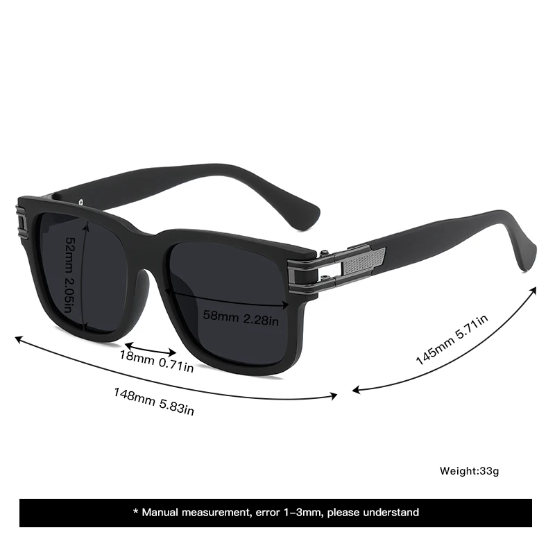 Neue übergroße, quadratische, polarisierte Herren-Sonnenbrille mit Metallbesatz, minimalistische und schlanke Sonnenbrille 853 – Detail 5