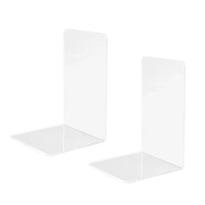 Clear Acrylic Bookends L-shaped Desk Organizer Desktop Book Holder School Stationery Office Accessories