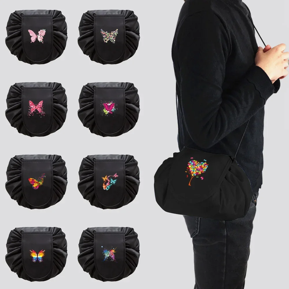 

Drawstring Cosmetic Bag Travel Storage Makeup Bag Butterfly Printed Organizer Make Up Pouch Women Portable Toiletry Beauty Case