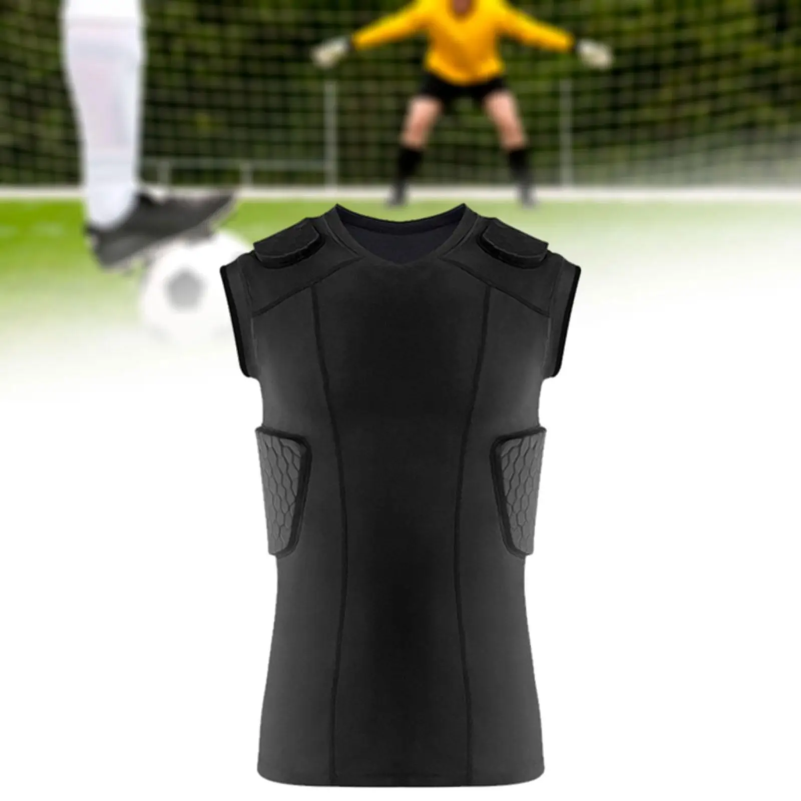 Heren gewatteerde borstribbeschermer vest sport shock trainingstop voor voetbaltraining