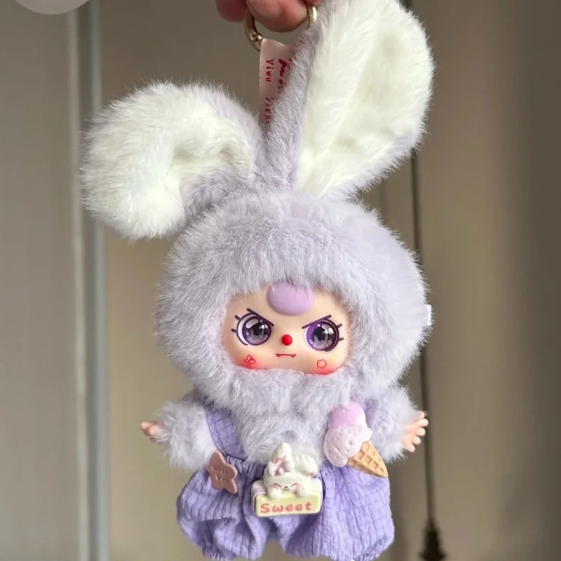 Nuevo bebé tres Mini pelo de conejo caja ciega de terciopelo muñeca de juego de moda muñeca resbaladiza bolsa colgante figura de acción muñeca regalo de cumpleaños