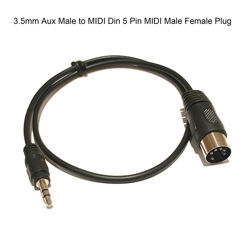 NEW SALE 3.5mm Stereo Jack Audio Cable 3.5 mm Aux Male To MIDI Din 5 Pin MIDI Male Female Plug 0.5m For Microphone MIC