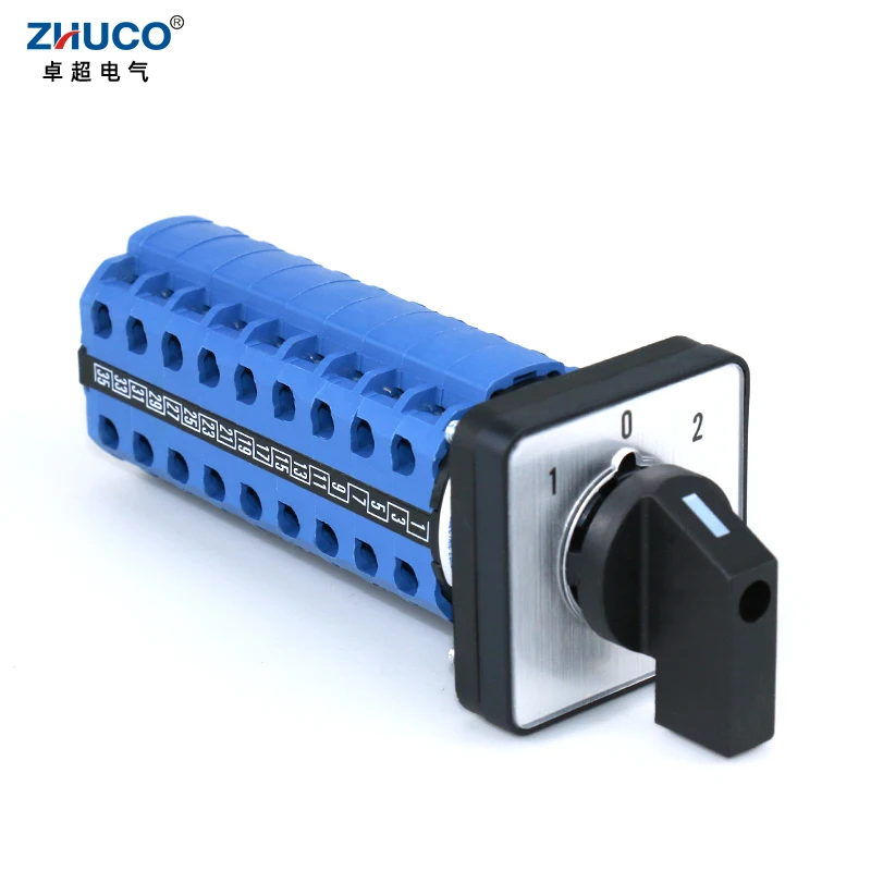 ZHUCO SZW26/LW26-20 3 Position 9 Poles 36 Terminals 20A Transfer Changeover Cam Universal Selector Switch 64X64 48X48 mm Panel