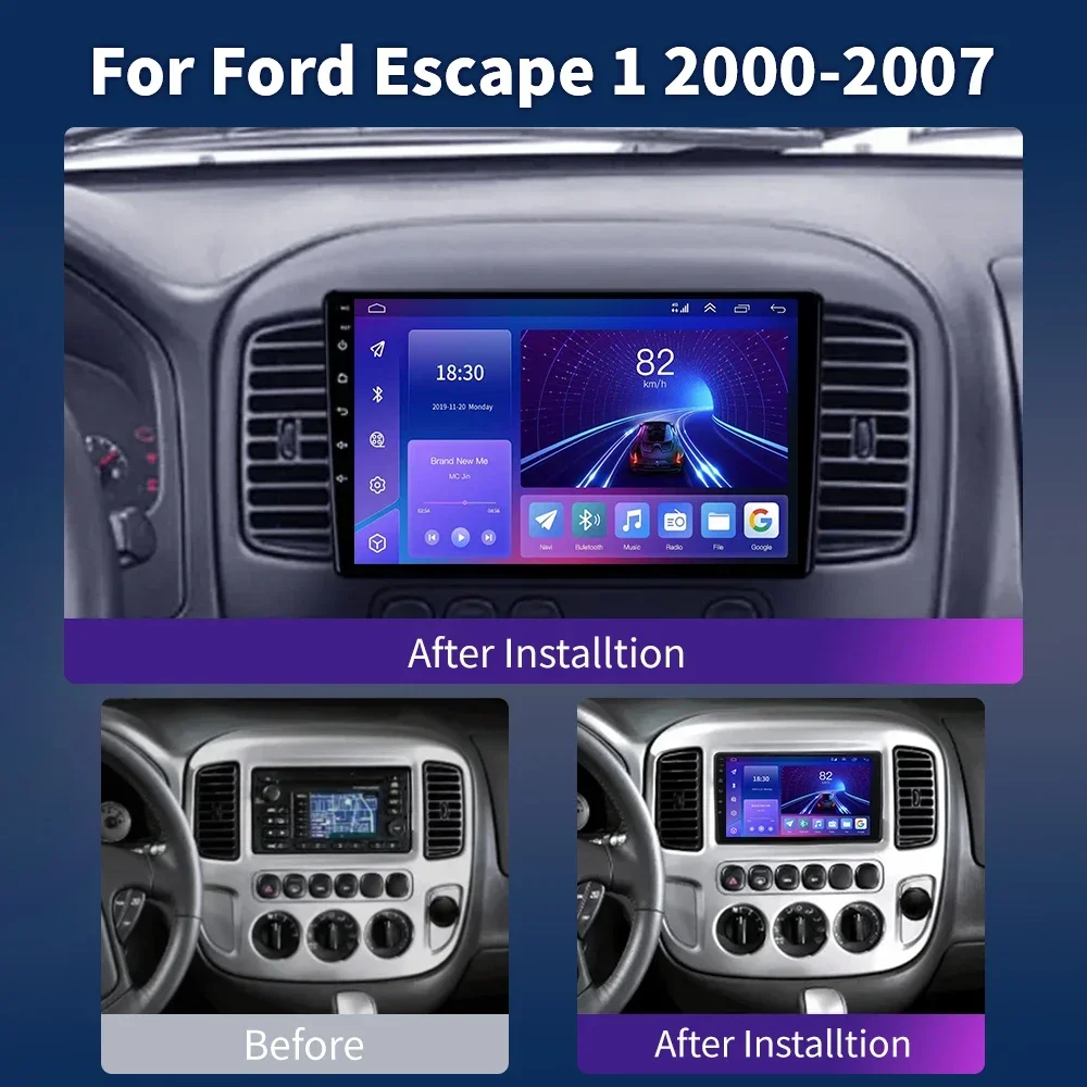 For Ford Escape 1 2000-2007 Car Multimedia Android 13 Navigation GPS Audio Autoradio Carplay Auto Car Radio Video Multimedia Pla