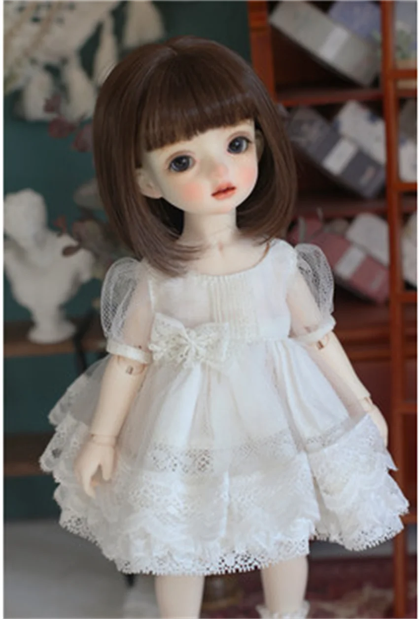 Bjd Pruik Meisjes Kort Haar Schattige Zus Peer Pruik Geschikt Voor 1/3 1/4 1/6 Bjd Pop Accessoires (Geen Pop)