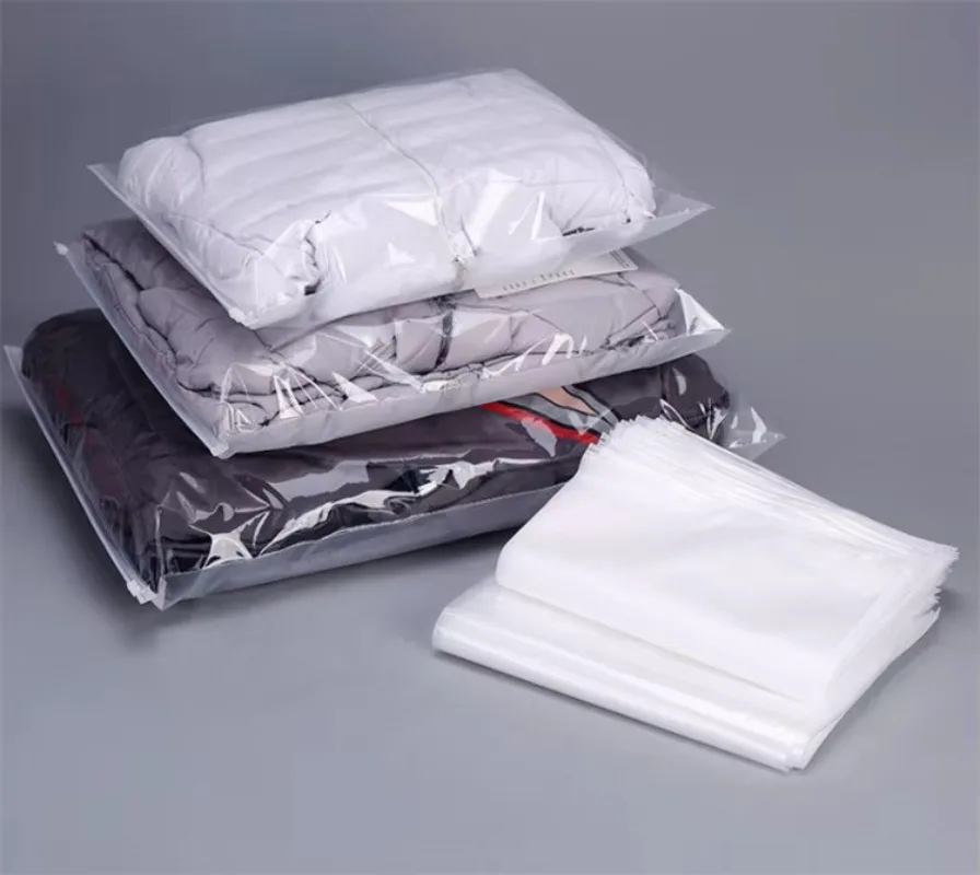

50PCS One Side Clear One Side Frosted Clothing Zipper Bag DIY Underwear T-shirt Shoes Toys Household Travel Packaging Pouches