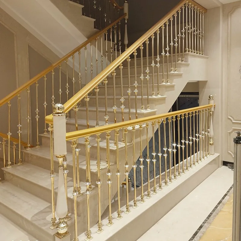 Home Villa light luxury staircase handrail modern new Chinese European crystal indoor household aluminum alloy guardrail - view 3