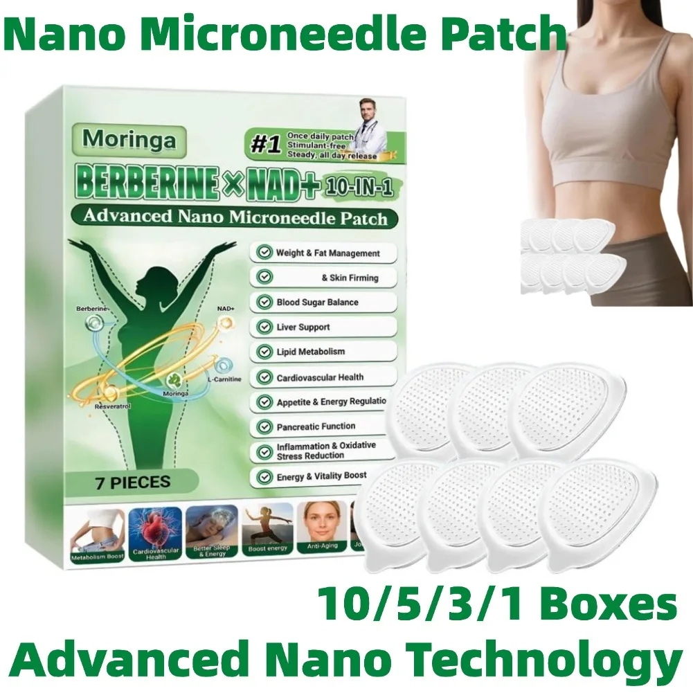 

10 BOXes Nano Microneedle Moringa Patch Berberine NAD+ Natural Weight Balance Figure Shaping Long Lasting Adhesion Women Men