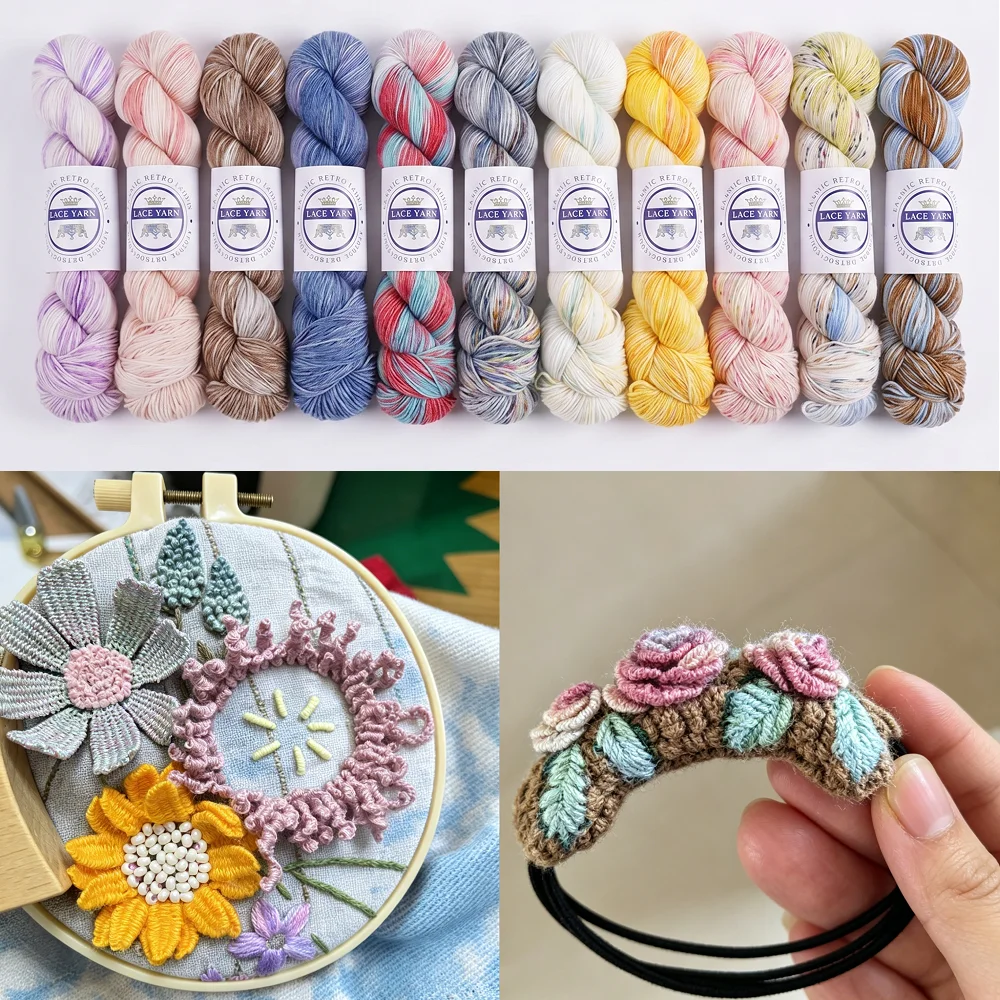 

Boho Gradient Hand Dyed Lace Yarn 3-Pack, 26S Soft Crochet Thread for Summer Shawl Sweater, Multi-Color Cotton Knitting Yarn DIY
