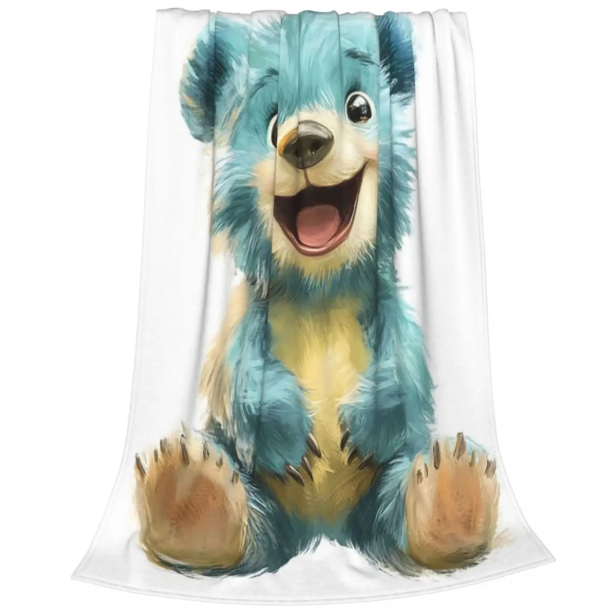 A Cheerful Blue Bear Blanket Fleece Multi-function Sofa Throw Blankets For Couch Bedding Travel Throws Bedspread Quilt