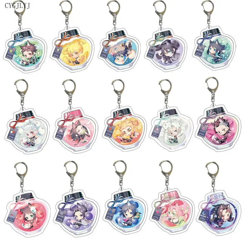 5-18pcs/lot Wholesale Keychain Cute Characters Acrylic Pendant Key Chain Women Men Gift Anime Jewelry