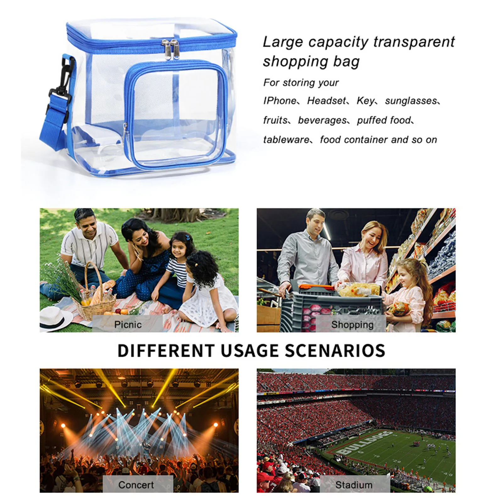 Pvc 여성 가방 점심 가방 휴대용 대용량 방수 여행 워시 가방 여성을위한 투명 어깨 크로스 바디 핸드백