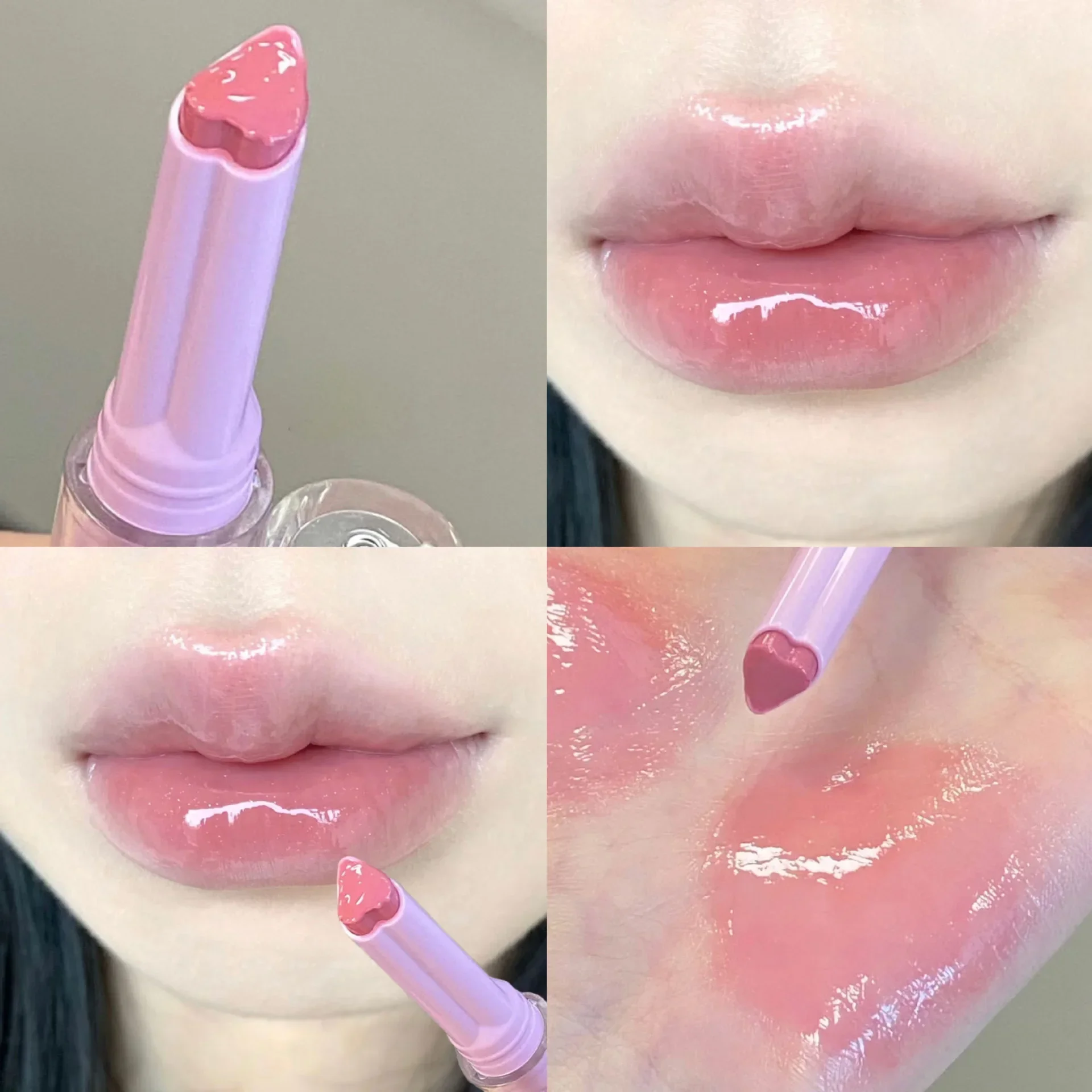 Gege Bear Garden bálsamo labial de color acuoso, bálsamo labial hidratante de larga duración y delicado, brillo de labios sólido de conejo rosa