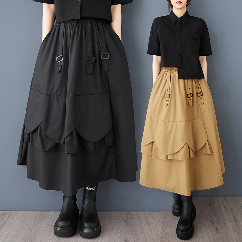 

Faionable Casual Japanese Sle Asymmetrical Splicing f-length Skirt Women's Spring Autumn New Design High Waist A-Line ...