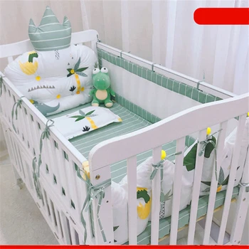 여름 범용 통기성 침대 범퍼 패션 프린트 패턴 어린이 침구 세트, 고품질 부드러운 피부 친화적 신생아 시트