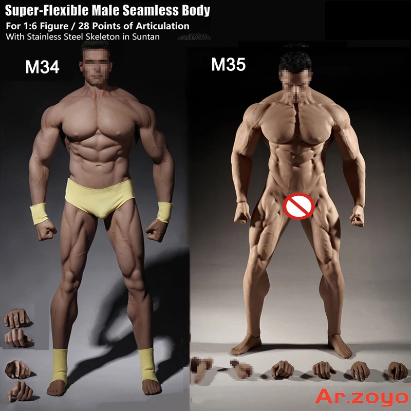 1/6 Steel Stainless Skeleton Body TBLeague M34 M35 Strong Man Body Super Flexible Seamless Action Figure Body