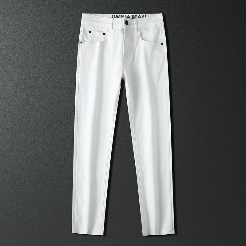 2024Spring and Summer Light Luxury Men's Jeans Fashionable Simple Stretch Anti-Fading Fabric Pencil Pants Trousers