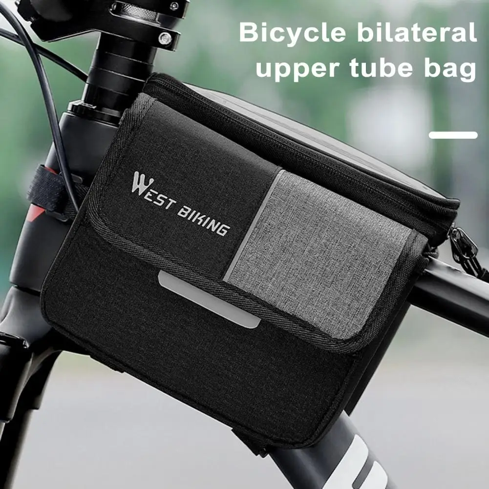 Bolsa para tubo superior de bicicleta, bolsa para assento traseiro, à prova d'água, bolsa para quadro frontal de bicicleta com capacidade, bolsa para telefone, ideal para mtb