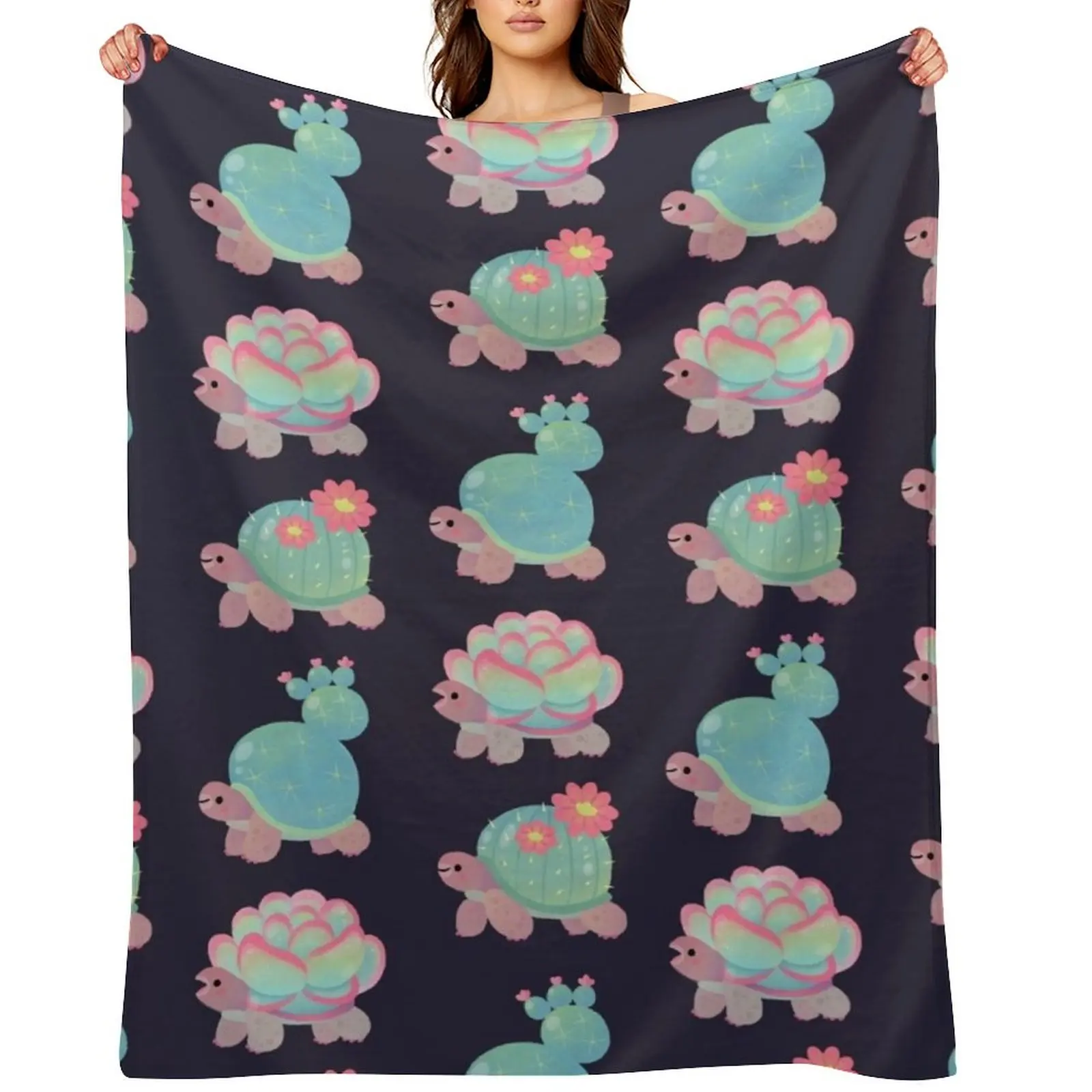 

Cactus tortoise Throw Blanket Thin funny gift halloween Summer Beddings Blankets