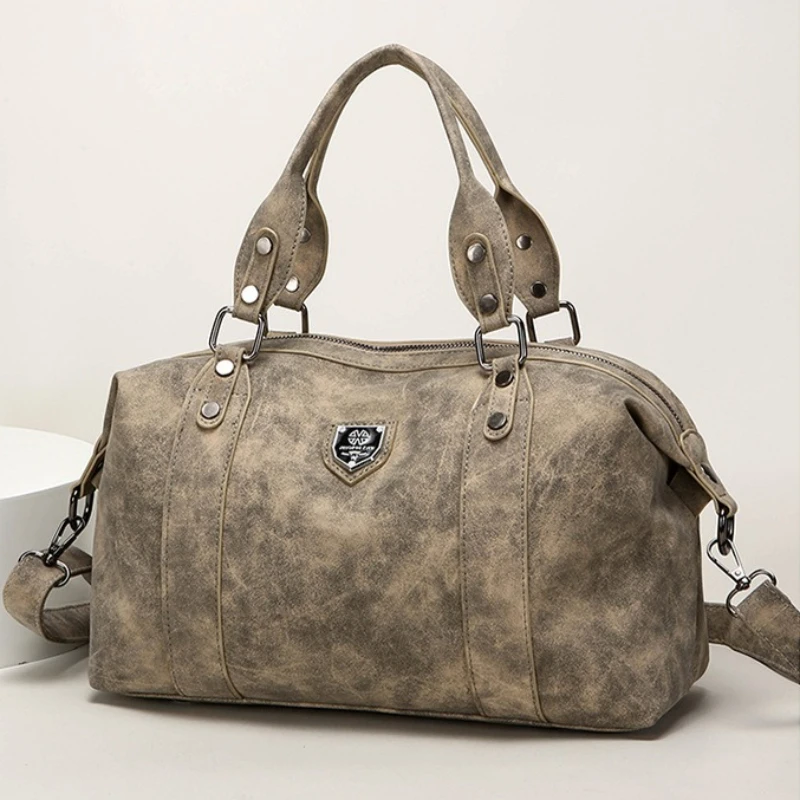 

Retro PU Leather Women's Shoulder Bags Portable Large Capacity Ladies Travel Handbags Simple Versatile Female Crossbody Bag