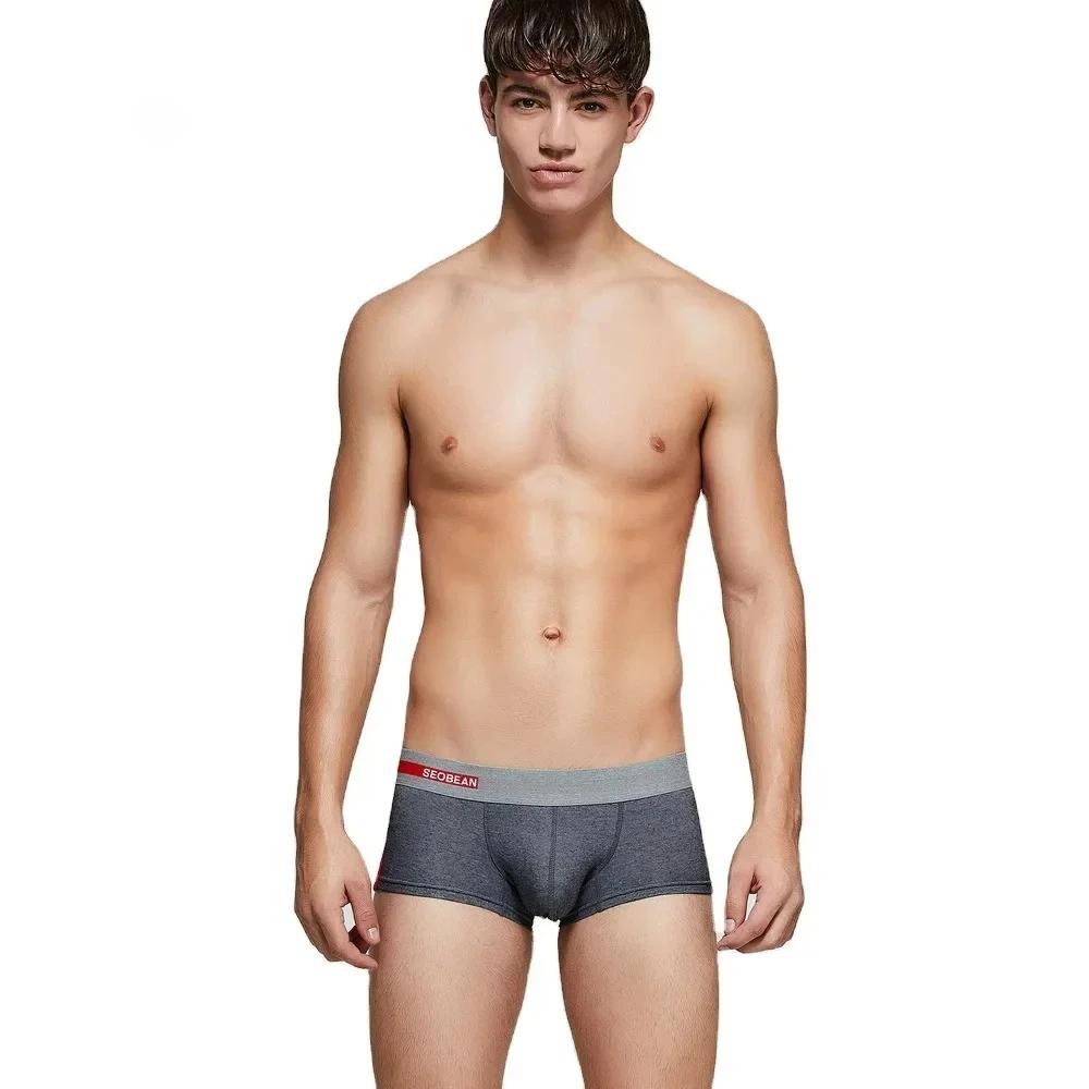 

Men's Underwear Youth Sexy Low-waisted U Convex Pouch Boxer Shorts Teenagers Comfy Cotton Breathable Sweat Absorp Sports Trunks