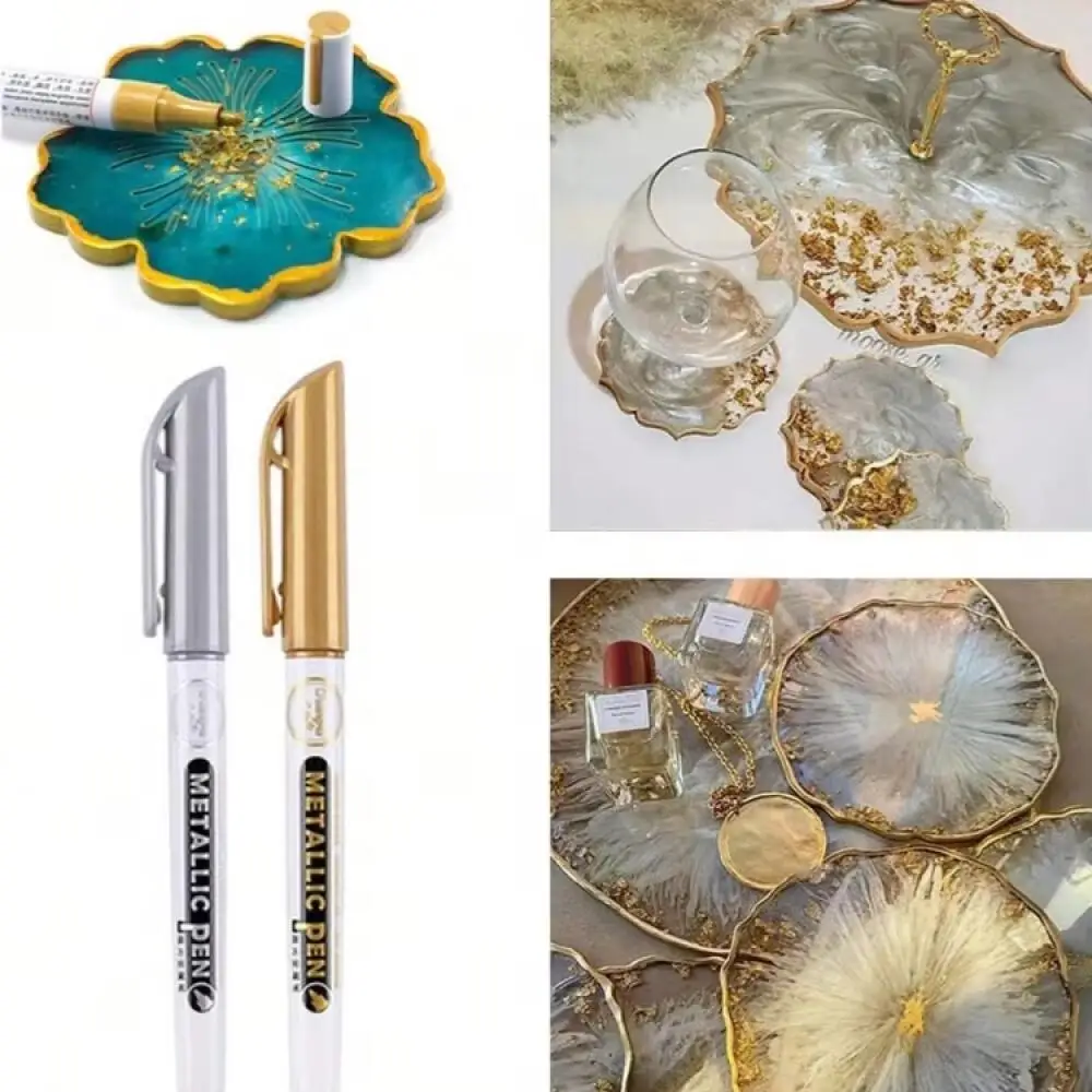 1/2 Metal Colored Craft Pens Gold and Silver Signature Pens Hand Drawn Painting, Acrylic Paint, DIY Gift Card Making Accessories
