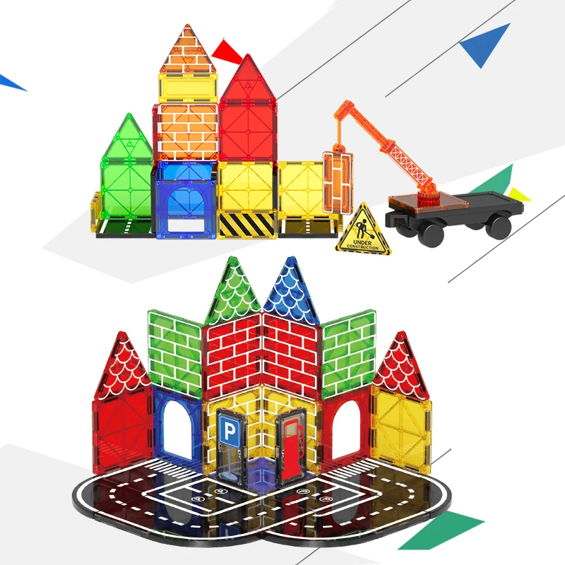 Magnetic Building Blocks set with car assembly toys Magnetic Montessori Educational Game Toys for Kids Boys Girls Gifts
