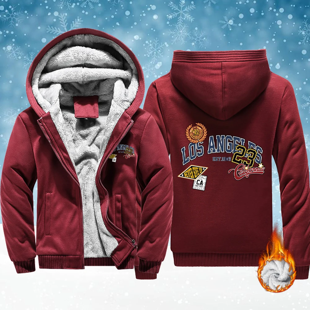 

Los Angeles Number 23 Jersey Prints Mens Pocket Fleece Jackets Thicken Comfy Outwear Winter Fashion Hoodie Warm Basics Coat