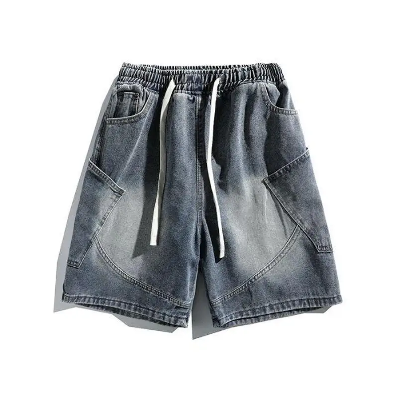 

Men's Loose Fit Jeans Short Shorts American High Street Style Youthful Straight Leg Denim Pants Five-Quarter Length Casual Wo...