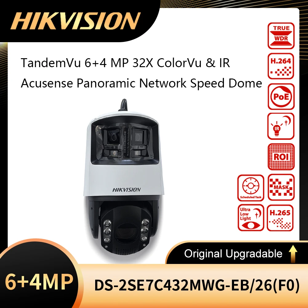 Hikvision DS-2SE7C432MWG-EB/26(F0) TandemVu 6+4 MP 32X ColorVu & IR Acusense Panoramic Network Speed Dome CCTV Systems PoE