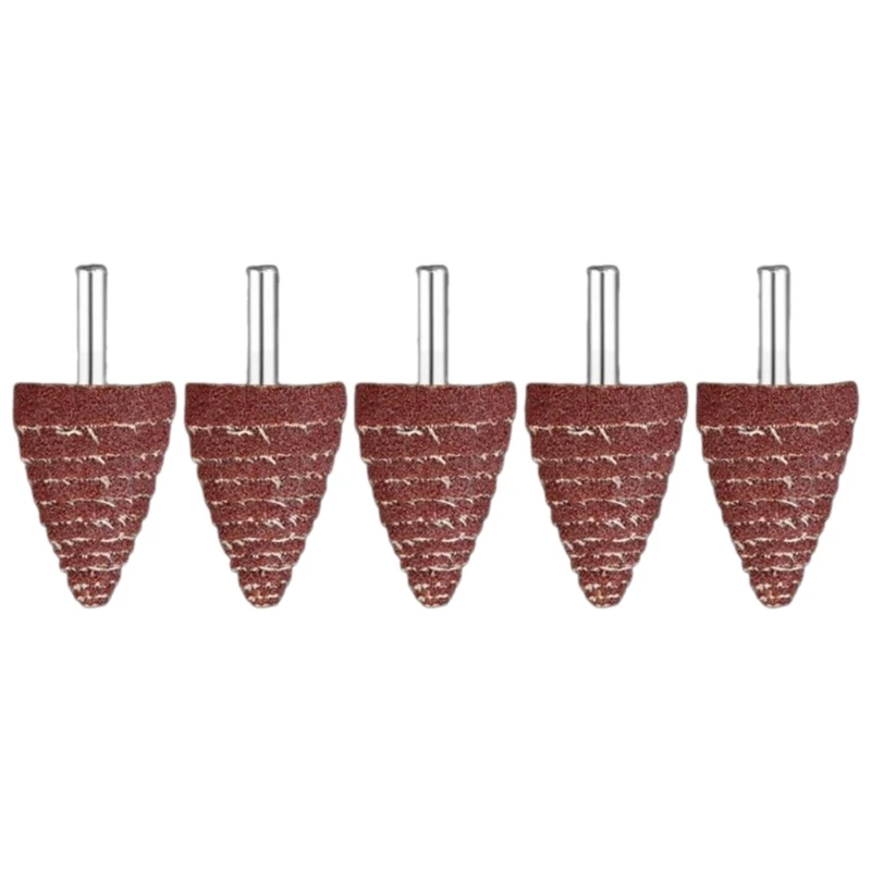 L69A Versatile 5Pcs Cone Abrasive Sandpaper Deburring Sanding Polishing Flap Wheel Grinding Head for Deep Hole Polish