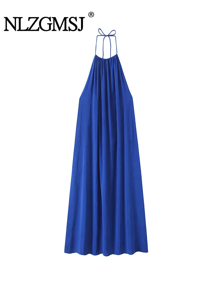 2025 Summer Casual Chic Women Dress Cami Sleeveless Backless Loose Long Vestidos New Fashion Dress