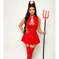 Carnival Halloween Lady Red Tutu Demonic Costume Devil Roleplay Spooktacular Cosplay Fancy Party Dress